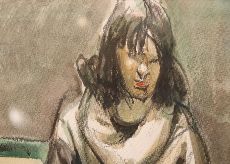 真作】堺井秀雄/絵画/油絵/婦人生像/1983/画家/兵庫県出身