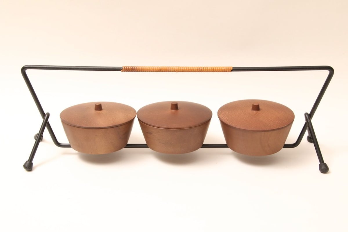 お茶道具/古いレトロな花生け 昭和レトロ/茶道具/茶葉入れ/木工/小物入れ/鉄製/レトロ