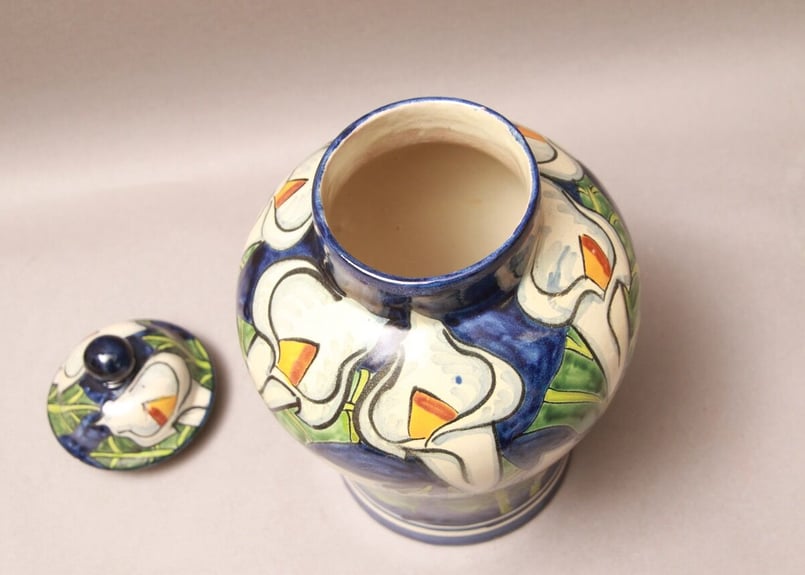 ポルトガル/花瓶/壺/蓋付き/糖菓壺/ヴィンテージ/レア/カケあり