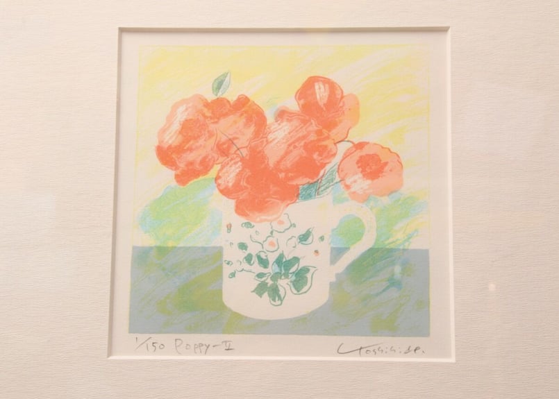 真作】/福本義秀/リトグラフ/額入り/POPPYⅡ/新作/シリアル