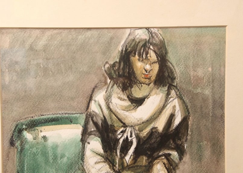 真作】堺井秀雄/絵画/油絵/婦人生像/1983/画家/兵庫県出身
