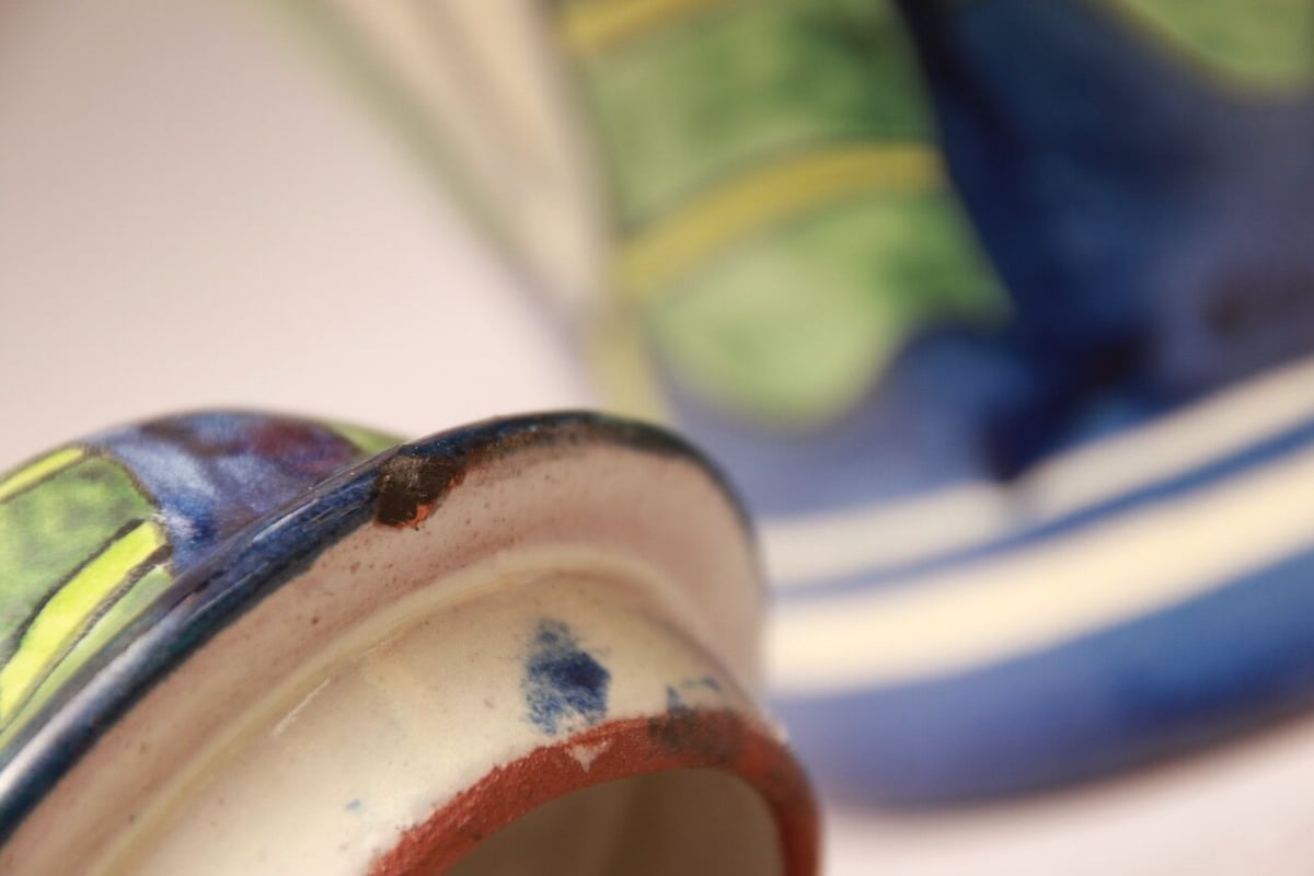 ポルトガル/花瓶/壺/蓋付き/糖菓壺/ヴィンテージ/レア/カケあり