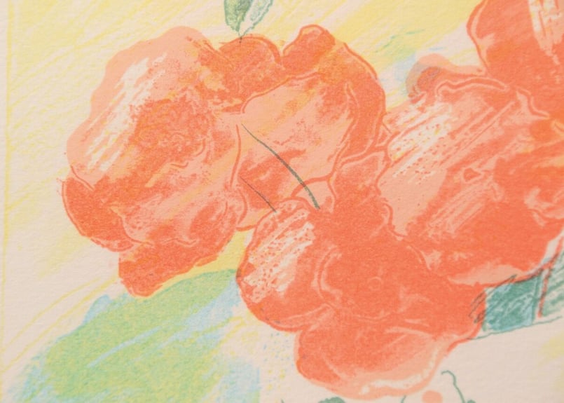 【真作】版画　パトリック・リビングストーン　リトグラフ　花と果実　V142 真作】版画 パトリック・リビングストーン リトグラフ 花と果実