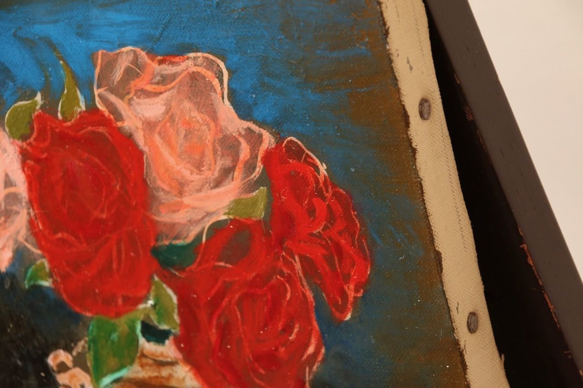 昭和四三年 絵画 【薔薇】 真作】昭和レトロ/北山義雄/薔薇/バラ/油絵/F3/絵画/花