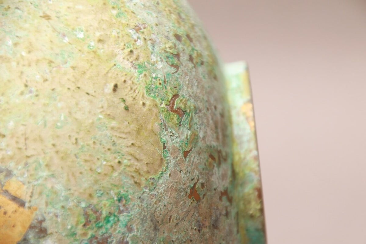 【花瓶/青銅器】ヴィンテージ　アンティーク　骨董品　年代物 昭和レトロ/骨董/花瓶/純金箔本金/青銅花瓶/ヴィンテージ