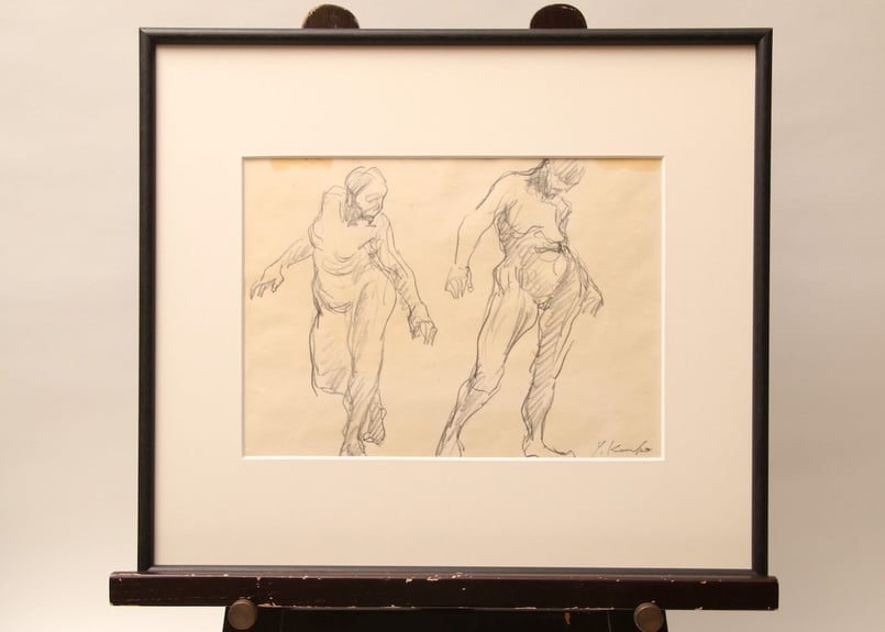 真作】昭和レトロ/金子善明/デッサン画/鉛筆/ヴィンテージ/現代美術