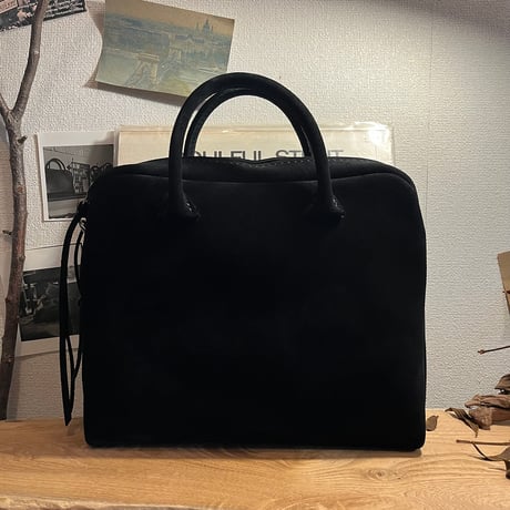 高級スエードkudu革 秋冬バッグ黒 スエードレザーバッグ Handbag Square／2Wayバッグ kudu革ビジネスバッグ kudu革スエードバッグ Lot#267