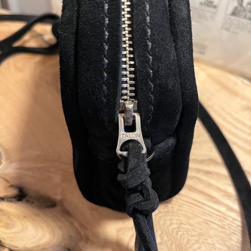 kudu革ポシェット kudu革スエードポシェット 黒ポシェット kudu