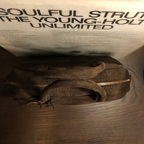 ラスト１点 kudu革スエードバッグ チョコレート色レザーバッグ Handbag  (bitter chocolate/suede/kudu)Lot#146