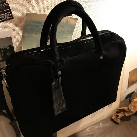 Handbag Square／2Wayバッグ　ショルダーバッグ黒　スエードバッグ　Lot#162