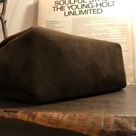 ラスト１点 kudu革スエードバッグ チョコレート色レザーバッグ Handbag  (bitter chocolate/suede/kudu)Lot#146