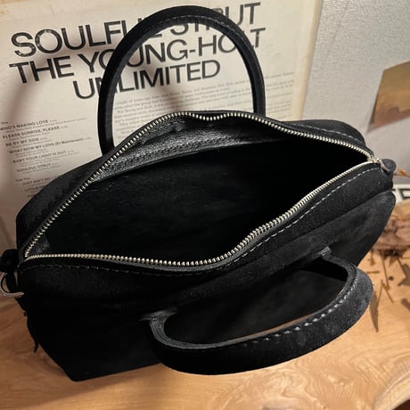 高級スエードkudu革 秋冬バッグ黒 スエードレザーバッグ Handbag Square／2Wayバッグ kudu革ビジネスバッグ kudu革スエードバッグ Lot#267