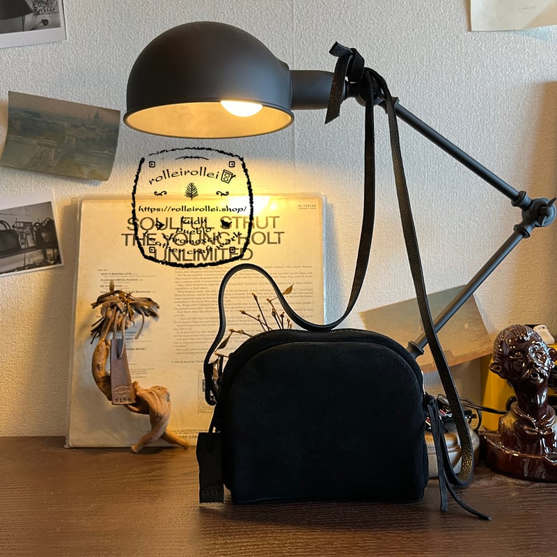 kudu革ポシェット kudu革スエードポシェット 黒ポシェット kudu