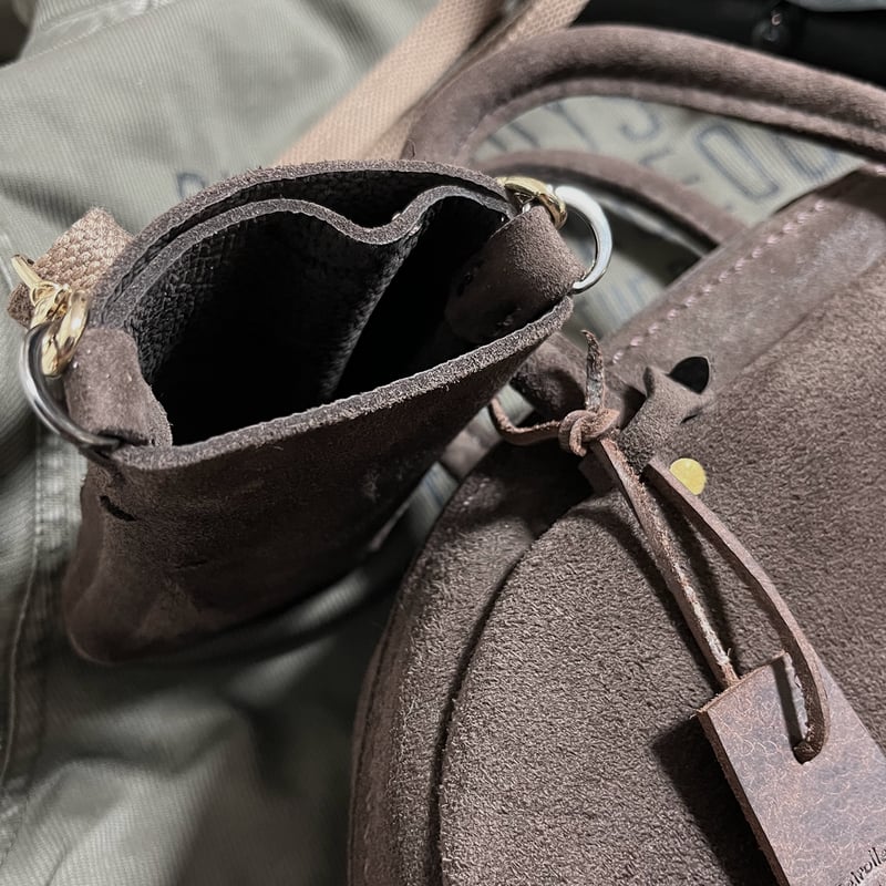 ラスト1点 kudu革スエードバッグ チョコレート色レザーバッグ Handbag