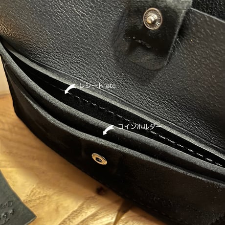 kudu革長財布　Long Wallet (black/suede/kudu)Lot#294