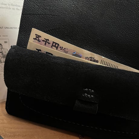 kudu革長財布　Long Wallet (black/suede/kudu)Lot#294