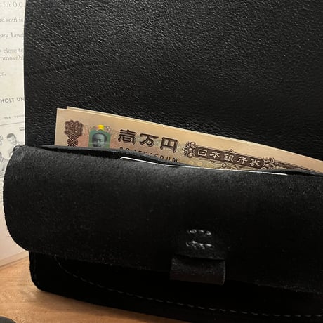 kudu革長財布　Long Wallet (black/suede/kudu)Lot#294