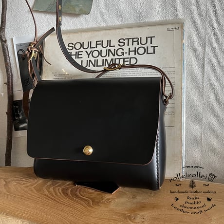 クロムエクセルレザー クラッチショルダーバッグ Clutch Shoulderbag(Black/Chromexcel)Lot#321