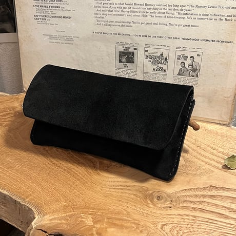 kudu革長財布　Long Wallet (black/suede/kudu)Lot#265