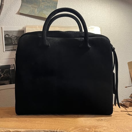 高級スエードkudu革 秋冬バッグ黒 スエードレザーバッグ Handbag Square／2Wayバッグ kudu革ビジネスバッグ kudu革スエードバッグ Lot#267