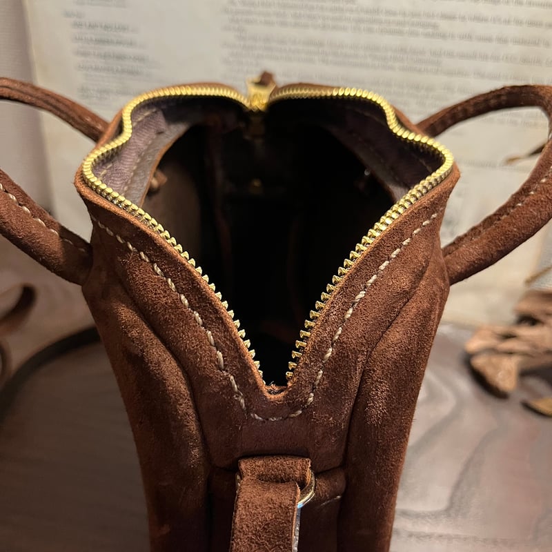 冬コーデポシェット チョコレート色 ブラウン kudu革スエード #200 冬コーデポシェット チョコレート色 ブラウン kudu革スエード #200