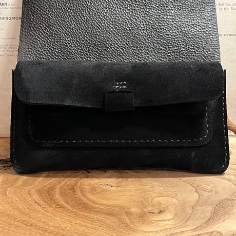 kudu革長財布　Long Wallet (black/suede/kudu)Lot#265