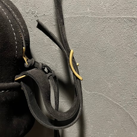間口が広いバッグ 秋冬バッグ スエード黒 kudu革 Handbag or Shoulderbag 2Way (black/kudu) Lot#299