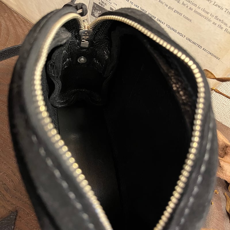 kudu革ポシェット kudu革スエードポシェット 黒ポシェット kudu