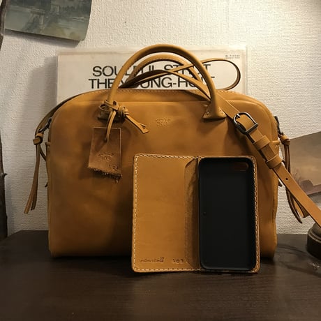 Shoulderbag 303.(山吹色/サッビア)Lot#102/iPhone SEレザーケース(山吹色/サッビア)Lot#103