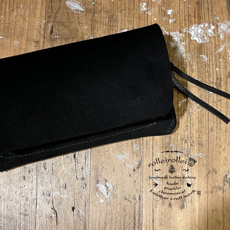 kudu革長財布 Long Wallet (black/suede/kudu)Lot#375