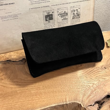 kudu革長財布　Long Wallet (black/suede/kudu)Lot#265