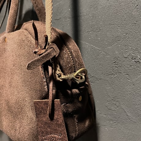 ラスト１点 kudu革スエードバッグ チョコレート色レザーバッグ Handbag  (bitter chocolate/suede/kudu)Lot#146