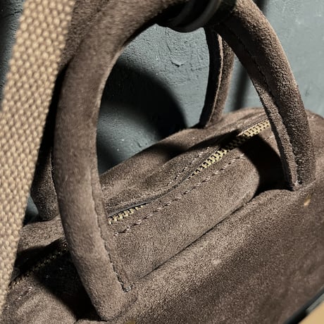 ラスト１点 kudu革スエードバッグ チョコレート色レザーバッグ Handbag  (bitter chocolate/suede/kudu)Lot#146