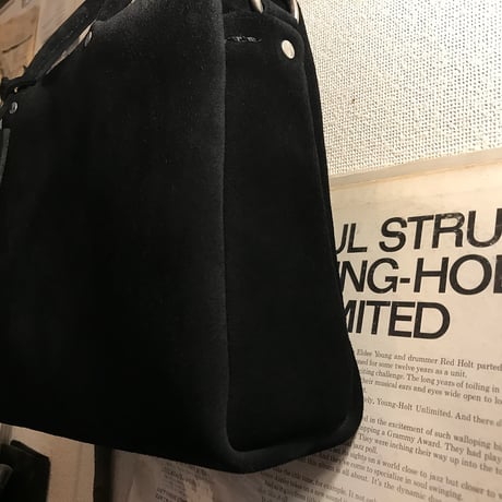 Handbag Square／2Wayバッグ　ショルダーバッグ黒　スエードバッグ　Lot#162