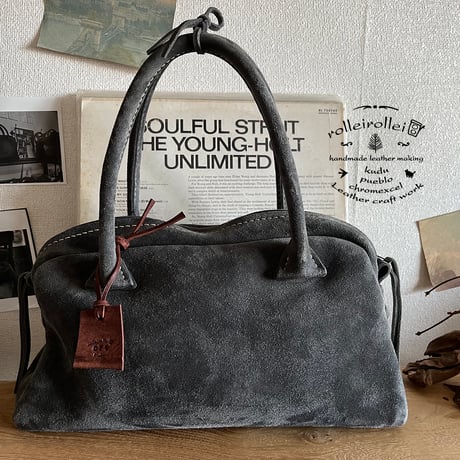 Handbag(gray/suede/kudu)Lot#079