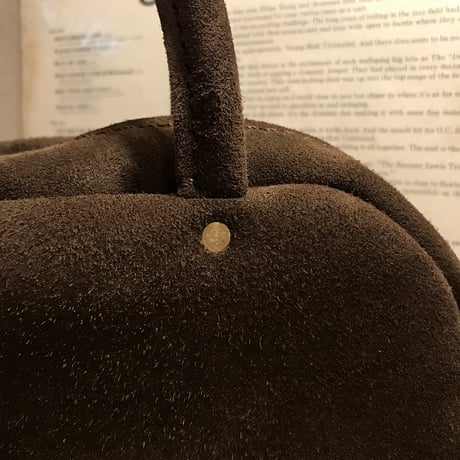 ラスト１点 kudu革スエードバッグ チョコレート色レザーバッグ Handbag  (bitter chocolate/suede/kudu)Lot#146