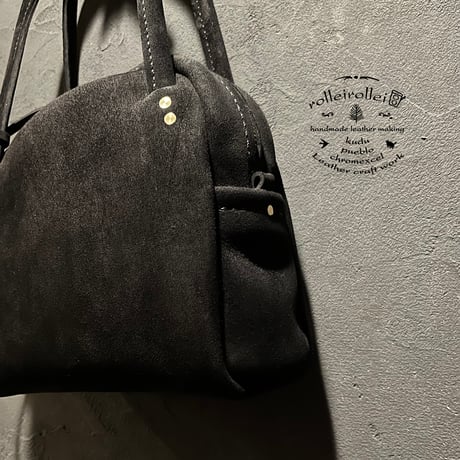 Hand/Shoulderbag 303.(Black/suede/kudu)Lot#327-048 akko様オーダー出品