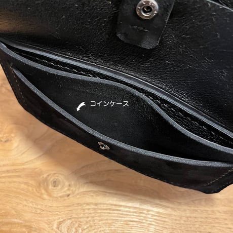 kudu革長財布　Long Wallet (black/suede/kudu)Lot#266