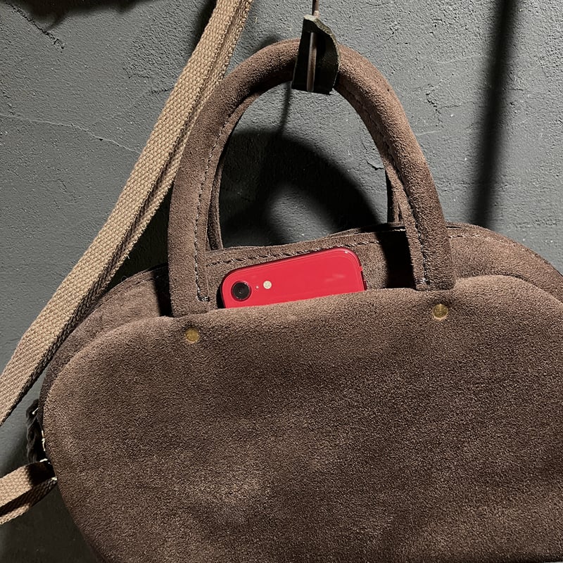 ラスト1点 kudu革スエードバッグ チョコレート色レザーバッグ Handbag