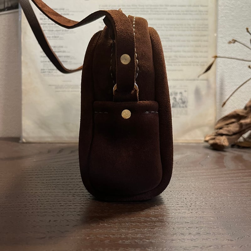 冬コーデポシェット チョコレート色 ブラウン kudu革スエード #200 冬コーデポシェット チョコレート色 ブラウン kudu革スエード #200