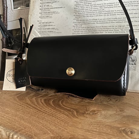 クロムエクセルレザー クラッチショルダーバッグ Clutch Shoulderbag(Black/Chromexcel)Lot#325