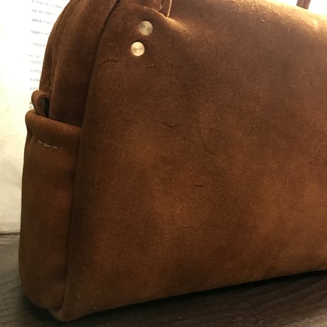kudu革ショルダーバッグ　kudu革バッグ　kudu革スエードバッグ　素敵な色オータムスパイス　Lot#148