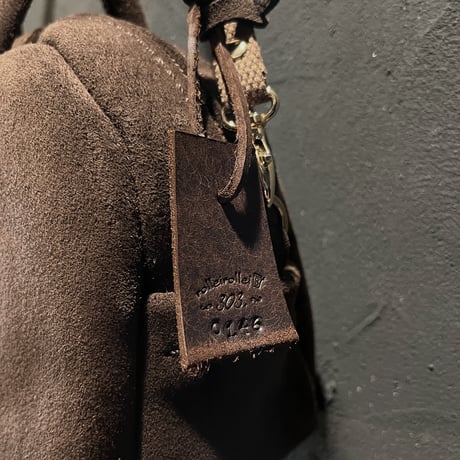 ラスト１点 kudu革スエードバッグ チョコレート色レザーバッグ Handbag  (bitter chocolate/suede/kudu)Lot#146