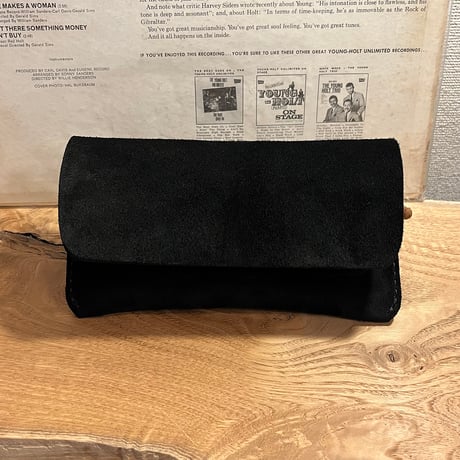 kudu革長財布　Long Wallet (black/suede/kudu)Lot#265