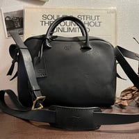 間口が広いバッグ 秋冬バッグ スエード黒 kudu革 Handbag or Shoulderb