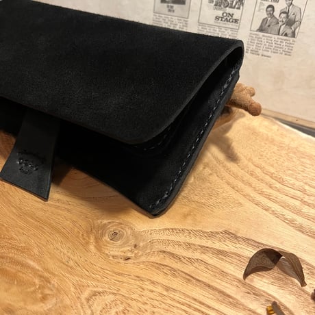 kudu革長財布　Long Wallet (black/suede/kudu)Lot#280