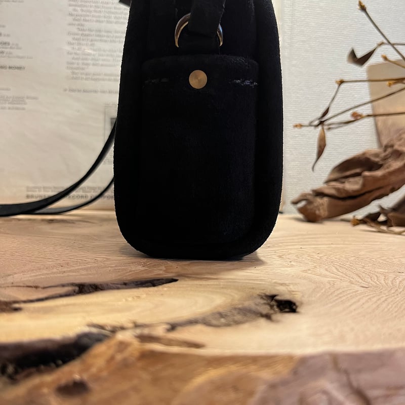 kudu革ポシェット kudu革スエードポシェット 黒ポシェット kudu