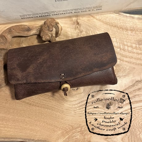 プエブロレザー財布　プエブロ財布　プエブロレザーで作った財布　プエブロレザーコンパクト財布／Lot#210