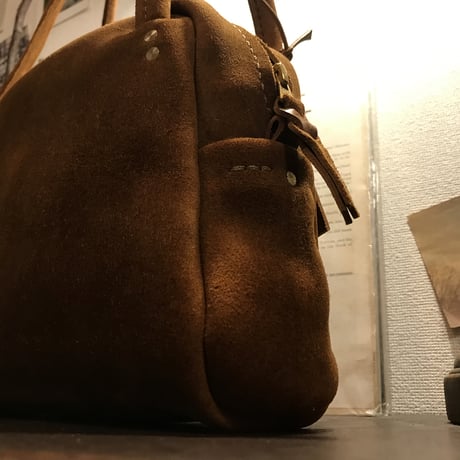 kudu革ショルダーバッグ　kudu革バッグ　kudu革スエードバッグ　素敵な色オータムスパイス　Lot#148