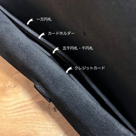 kudu革長財布　Long Wallet (black/suede/kudu)Lot#280